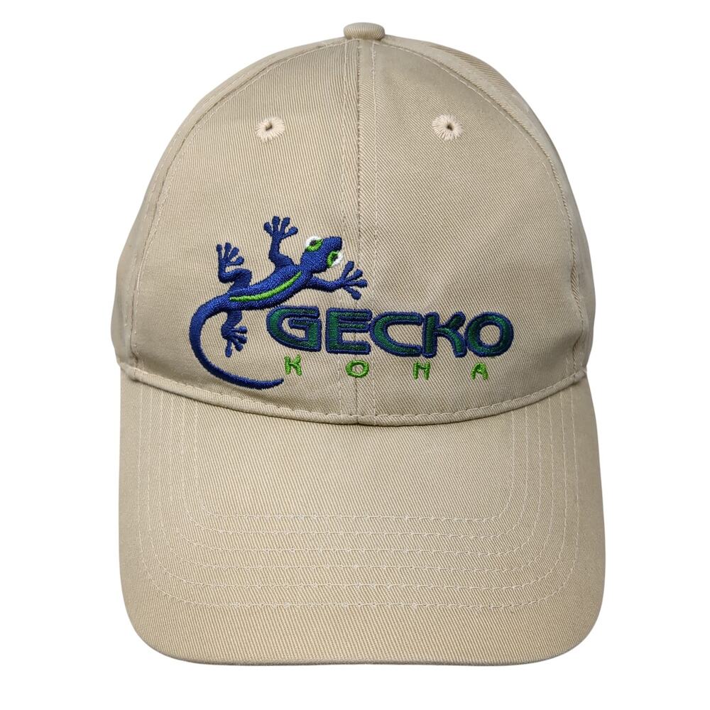 Gecko Nona Snapback Hat Beige One Size Solid Embroidered Hawaiian